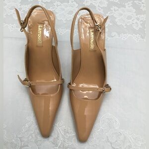 LARROUDE Tan Heels Classic Stiletto Design